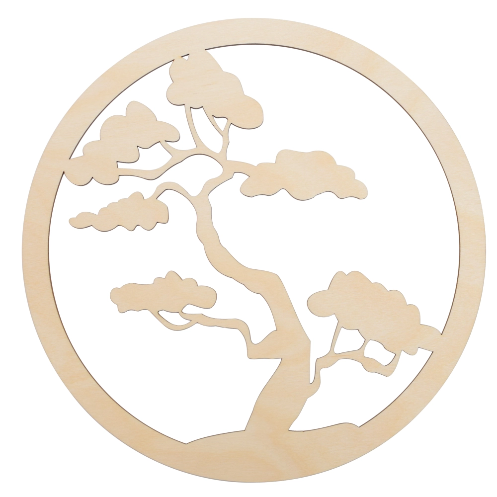 Drewniane drzewo w kole, bonsai - baza mech chrobotek